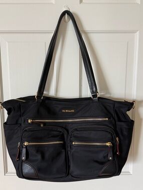MZ Wallace Black Nylon Shoulder Bag with Gold Hardware